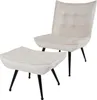 Loungesessel mit Fußhocker Samt Beige Gepolsterter Produktbild-Vorschau 4