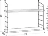 A line drawing of a two-tiered wall shelf with dimensions indicated. Voir les images du produit