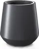 A dark gray, conical planter pot with a white rim is shown against a white background. Voir les images du produit