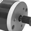 A close-up view of the end of a brushed electric motor, showing the shaft with gear teeth and mounting holes on the faceplate. Náhled obrázku produktu