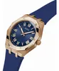 A close-up, angled shot of a wristwatch with a blue dial and gold-colored case and hands, on a white background. Náhľad obrázku produktu