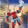 A Lego Spider-Man mech is in mid-air, with a cityscape in the background. Náhľad obrázku produktu