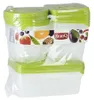 A set of food storage containers with green lids, wrapped in plastic packaging. Náhľad obrázku produktu