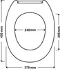 A diagram of a toilet seat with dimensions indicated. Produktbild-Vorschau