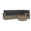 6-tlg. Garten-Sofagarnitur mit Kissen Grau Poly Rattan Produktbild-Vorschau 2