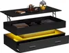 A black coffee table with a lift-top, storage compartments, and LED lighting, shown against a white background. Anteprima dell’immagine prodotto