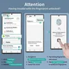 Screenshots of a smartphone interface showing how to manage fingerprint settings, with accompanying text instructions. Produktbild-Vorschau
