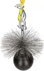 A chimney brush with a weighted ball and a rope attachment, suspended against a white background. Produktbild-Vorschau