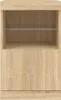A close-up front view of a wooden cabinet with a glass shelf. Produktbild-Vorschau