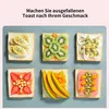 Six slices of toast with various toppings arranged in a grid. Produktbild-Vorschau