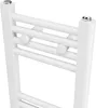 A close-up view of a white towel radiator with hooks. Náhled obrázku produktu