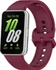 A smartwatch with a burgundy strap and a silver casing is displayed against a white background. Produktbild-Vorschau
