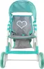 A doll stroller with a mint canopy and gray fabric seat with a white heart design. Produktbild-Vorschau
