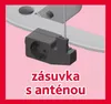 A close-up of an electrical socket with an antenna attached, with text overlay. Podgląd zdjęcia produktu