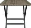 A square table with a woven top and black metal folding legs, shown from the front against a white background. Anteprima dell’immagine prodotto