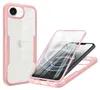 A pink and clear iPhone case is shown, with a phone inside the case on the right side of the image. Produktbild-Vorschau