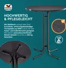 A high-quality marketing image of a black bar table, showcasing its features and durability. Produktbild-Vorschau