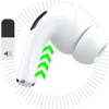 A close-up marketing image of a white wireless earbud with green arrows indicating sound waves or signal strength, and a volume/Bluetooth icon on the left. Voir les images du produit