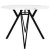 A round dining table with a marble-effect top and black metal legs, presented against a white background. Produktbild-Vorschau