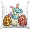 Trendation - Deko-Kissen mit Füllung 40x40 Ostern T-Rex Produktbild-Vorschau 1