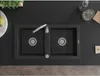 Mexen Mario 2-miskový granitový dřez  820 x 436 mm, Černá - Náhled obrázku produktu 4