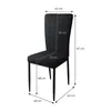 A black dining chair with dimensions indicated by lines and text. Náhled obrázku produktu