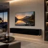 Makika TV lowboard / TV table - Nero lucido Anteprima dell’immagine prodotto 1