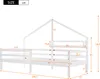 A diagram showing the dimensions of a white wooden bed frame with a house-shaped canopy. Produktbild-Vorschau