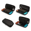 A collage of four images showing a black protective case for a Nintendo Switch and Switch OLED console, with the console and controllers inside. Produktbild-Vorschau