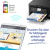 A printer, smartphone, and app interface are shown, demonstrating wireless printing capabilities. Náhled obrázku produktu