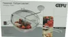 The image shows the packaging of a GEFU strainer press, with a picture of the product and some fruits. Produktbild-Vorschau