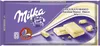 A Milka white chocolate bar packaging with two pieces of chocolate shown. Náhled obrázku produktu