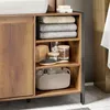 Detailansicht des offenen Faches des SoBuy Schranks BZR63-L-PF mit Handtüchern und Accessoires Produktbild-Vorschau