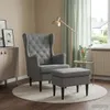 Fauteuil vidaXL avec repose-pieds, lot de 2, gris foncé, en Voir les images du produit 3