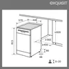 A technical drawing of a dishwasher with dimensions and installation guidelines. Produktbild-Vorschau