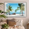 Leinwand Bilder 120x80 cm - Fensterblick - Palme - Boot - Produktbild-Vorschau 2