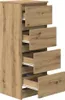 A tall, narrow wooden cabinet with five drawers, some of which are partially open, against a white background. Produktbild-Vorschau