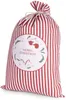 A red and white striped Christmas sack with a circular design on the front. Podgląd zdjęcia produktu