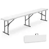 A white folding bench and its folded form are shown against a white background. Produktbild-Vorschau