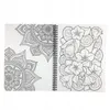 An open coloring book showing intricate mandala designs on the left page and floral patterns on the right page, with a spiral binding visible. Produktbild-Vorschau