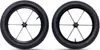 Two black bicycle wheels with black spokes and rims are shown side-by-side against a white background. Produktbild-Vorschau