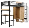 Hoogslaper 90x200 cm met kledingkast, bureau, opbergvakken Productafbeelding-voorbeeld 18