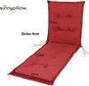 A red chaise lounge cushion with dimensions indicated. Produktbild-Vorschau