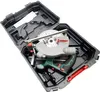 A circular saw and its accessories are neatly arranged in a black plastic case. Produktbild-Vorschau