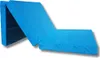 A blue folding mattress is shown in a studio setting. Produktbild-Vorschau