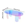 A transparent, iridescent oval coffee table with dimensions indicated by text overlays. Anteprima dell’immagine prodotto