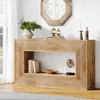 A light brown wooden console table with a ribbed design in a living room setting. Podgląd zdjęcia produktu