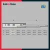 A diagram showing dimensions and a table of measurements for drawer slides. Produktbild-Vorschau