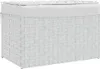 A white woven storage basket with a white cushioned lid. Voir les images du produit