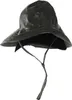 A black rain hat with a wide brim and chin straps, shown against a white background. Produktbild-Vorschau